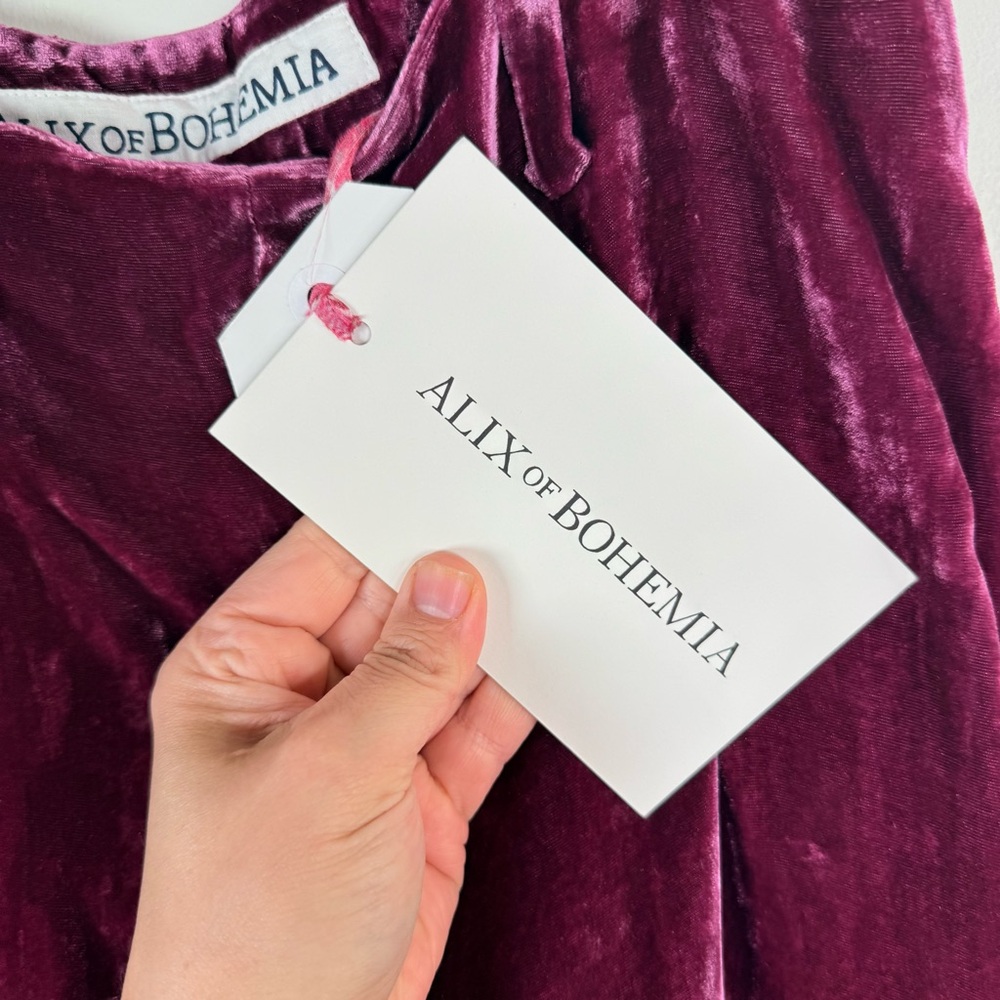 Alix of Bohemia Charlie Plum Velvet Wide-Leg Pants - Picture 8 of 11